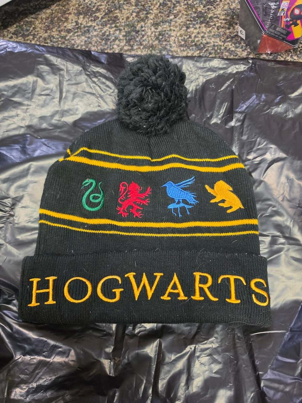 Harry Potter Hogwarts Houses Embroidered Pom Beanie